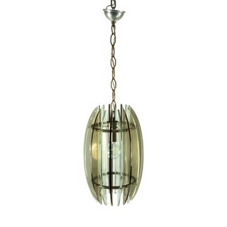 Mid-Century Italian Fume and Clear Thick Glass Chandelier by Veca, Italy, 1960s For Sale