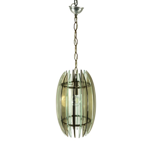 Mid-Century Italian Fume and Clear Thick Glass Chandelier by Veca, Italy, 1960s For Sale