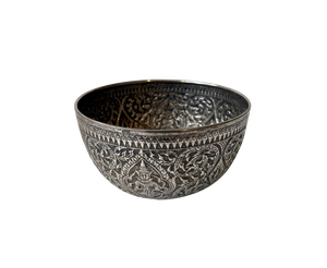 19th Century Buddhist Singing Bowl in Repousse Silver, Set of 2
