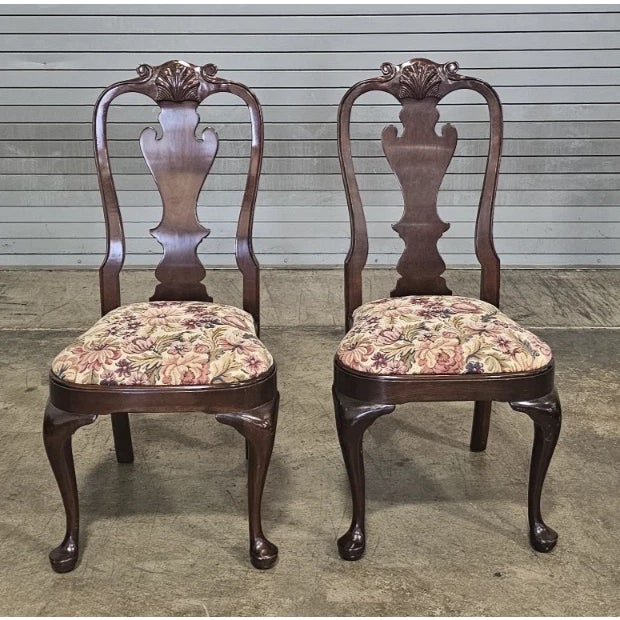 Stickley Late 20th Century Set of 6 Stickley Williamsburg Style Mahogany Side Chairs Needlepoint Fabric For Sale - Image 4 of 10