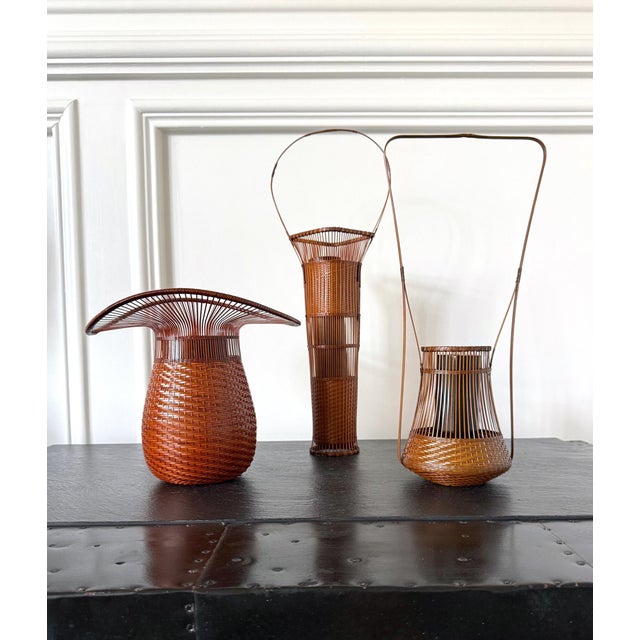 Japanese Woven Bamboo Ikebana Basket by Jin Morigami For Sale - Image 9 of 15
