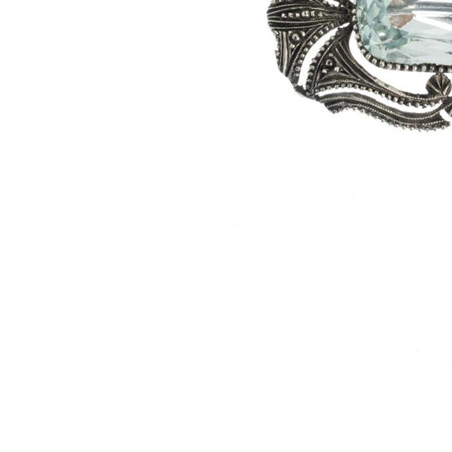 Silver Brooch with Aquamarine, 20th Century For Sale - Image 3 of 6