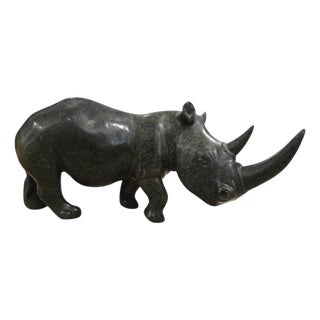 Serpentine Rhinoceros Sculpture by Lamelik, Zimbabwe, 1960s For Sale