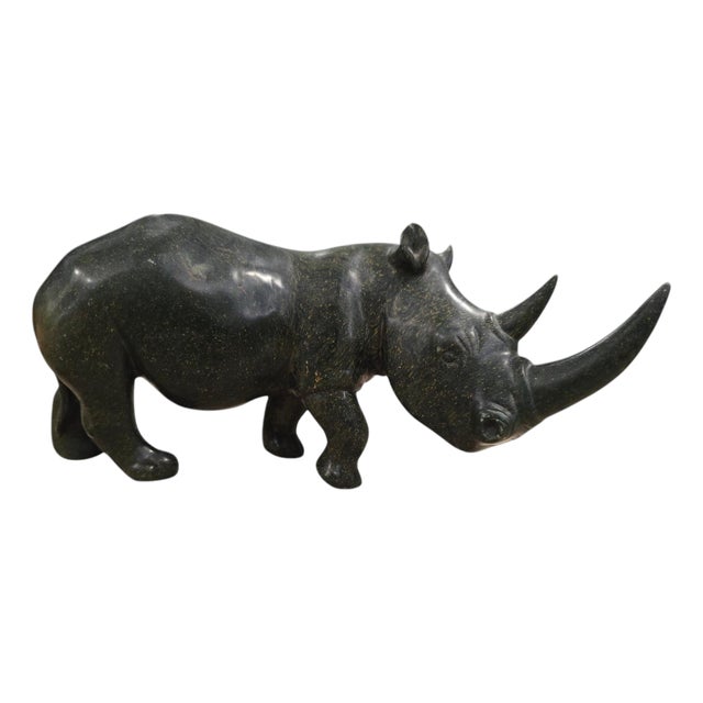 Serpentine Rhinoceros Sculpture by Lamelik, Zimbabwe, 1960s For Sale