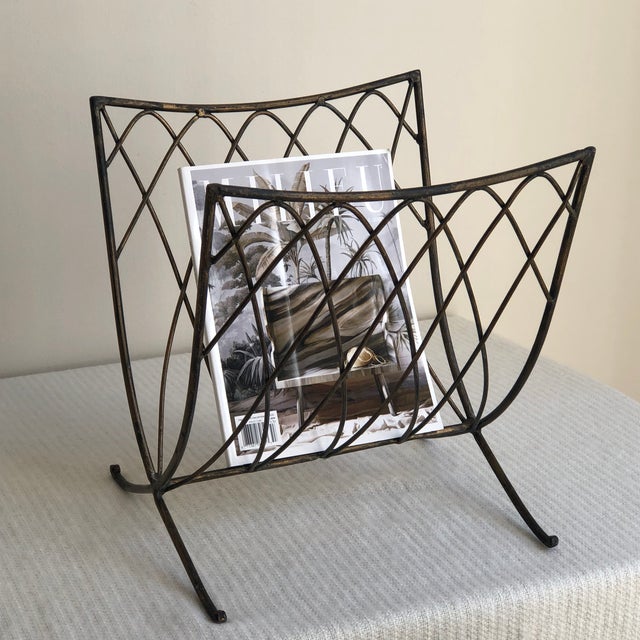MidCentury Modern Wrought Iron Magazine Rack Chairish