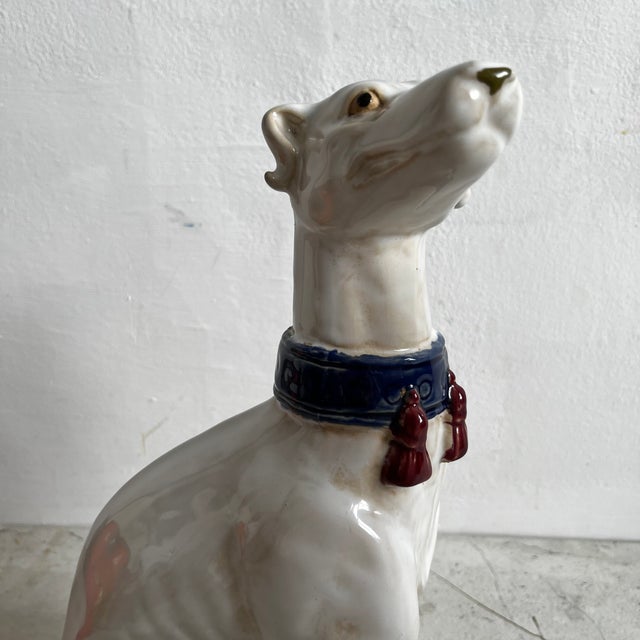 Large Italian Ceramic Greyhounds, 1950s, Set of 2 For Sale - Image 3 of 13