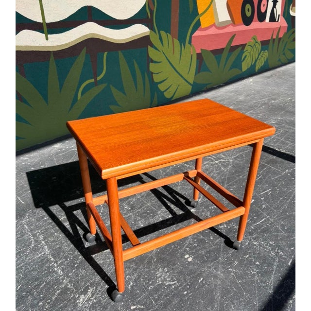 Grete Jalk for Poul Jeppesen Teak Expandable Bar Cart For Sale - Image 9 of 10