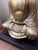 Ceramic Ceramic Gold Tone Sitting Buda Statue on Wood Base For Sale - Image 7 of 11
