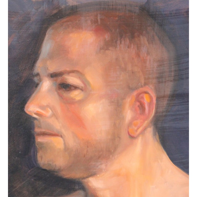 Mid-Century Modern Portrait of Masculine Male Oil Painting Artist Kathi Colman, California For Sale - Image 3 of 4