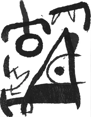 Joan Miró Engraver III 1991 Black and White Woodcut Engraving