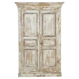 Wooden Cabinet with White Patina For Sale