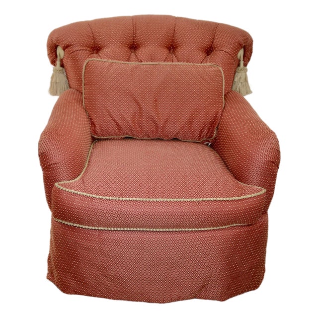 Vintage Lillian August Collection Button Tufted Arm Chair For Sale