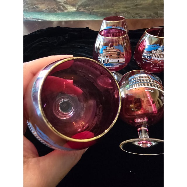 Vintage Mid Century Set 6 Murano Style Venetian Glasses For Sale - Image 10 of 12