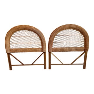 Vintage Wicker Twin Headboards - a Pair For Sale