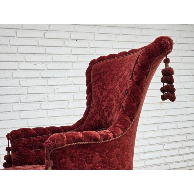 Danish Armchair in Velour with Beech Legs, 1950s For Sale - Image 12 of 18