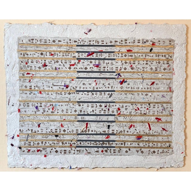 American Pat Hammerman, Unique Mixed Media on Handmade Paper with Gold Leaf Modernist Edition, c.1980's For Sale - Image 3 of 9