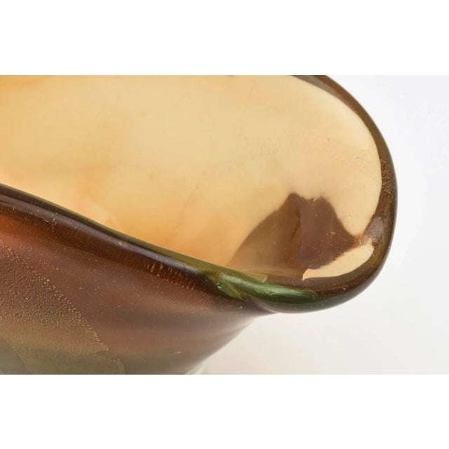 Vintage Murano Barovier E Toso Amber, Green and Gold Aventurine Glass Chunky Bowl, 1950's For Sale In Miami - Image 6 of 13