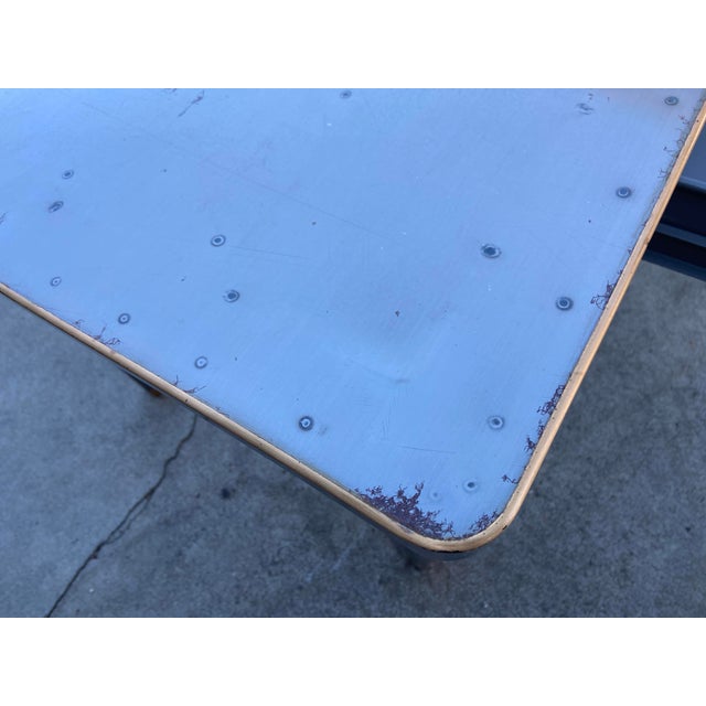 1940s 1940s Attributed to General Fireproofing Company Tanker Desk Refinished in Brushed Steel For Sale - Image 5 of 12