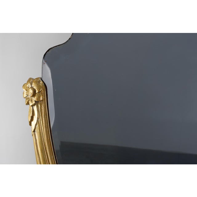 Wood Vintage Art Deco French Carved Gilt Wooden Mirror, 1920 For Sale - Image 7 of 11