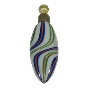 Antique Venetian Glass Hand Made Perfume Bottle With Gold Stopper & Gold Flecks (Murano)