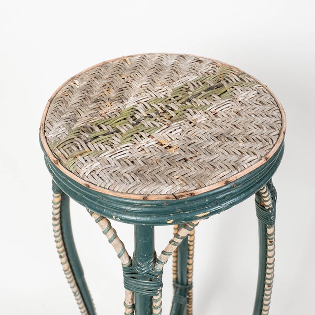 Dark Green Late 19th Century French Rattan and Wicker Plant Stand For Sale - Image 8 of 8