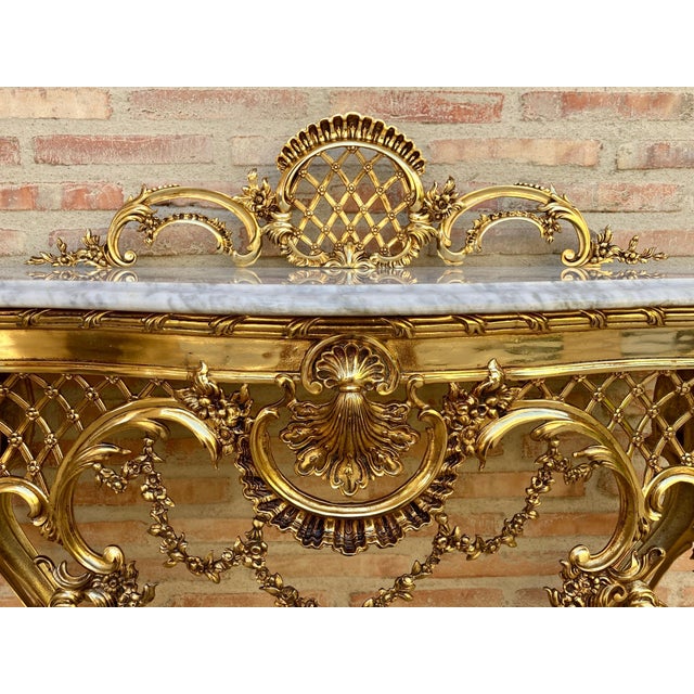 Mid-Century Italian Gilt Bronze Console with Marble Top, circa 1960 For Sale - Image 13 of 14