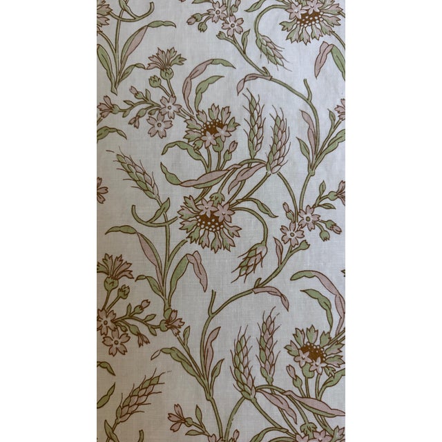 Raoul Textiles Oyster Linen Fabric - Cecile / Sprout Hand Printer 2 1/3 Yds For Sale - Image 4 of 7