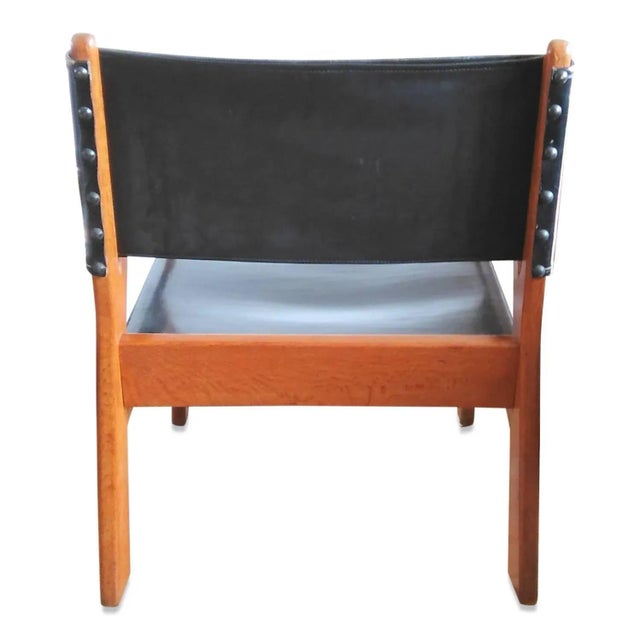 Guillerme et Chambron Solid Oak Armchair by Guillerme & Chambron, France, 1960s For Sale - Image 4 of 9