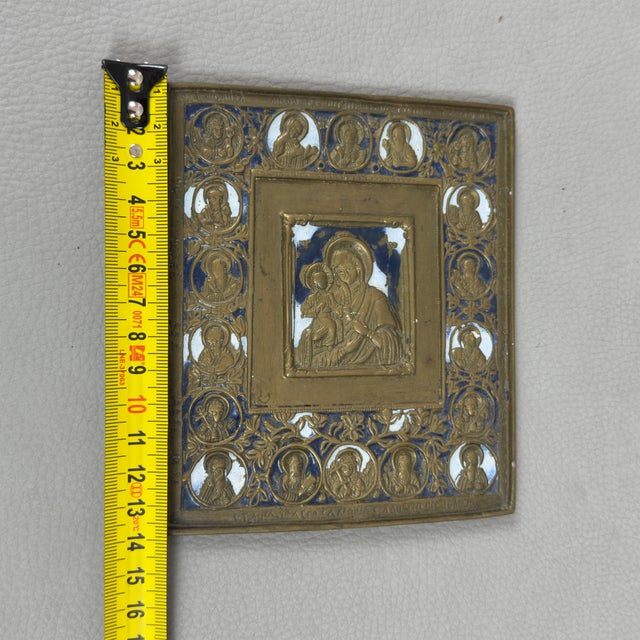 19th Century Madonna and Child in Brass and Polychrome Enamels For Sale - Image 10 of 12