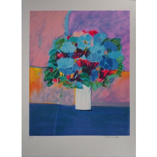 Claude Hemeret, Bouquet multicolore, Lithograph For Sale
