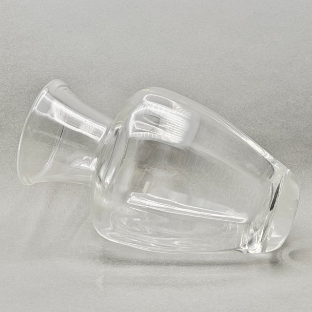 Glass Vintage 1980’s Simon Pearce “Shelburne” Clear Hand Blown Glass Optic Vase For Sale - Image 7 of 8