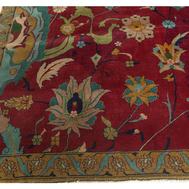 Indian Early 20th Century Purple Background Floral Indian Handmade Wool Rug For Sale - Image 3 of 8