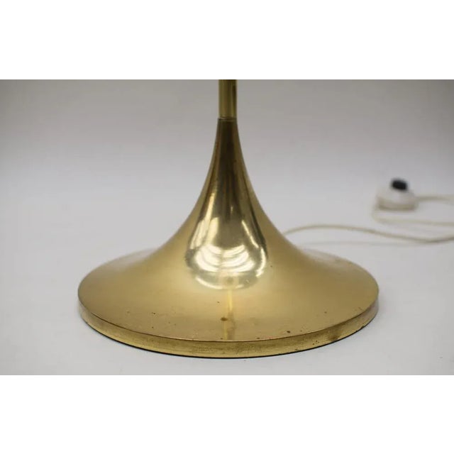 Floor Lamp in Gold with Large Glass Shade & Gold Details on Trumpet Base, 1970s For Sale - Image 6 of 8