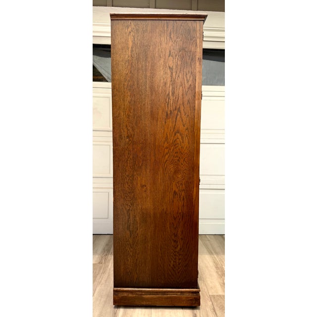 Vintage English Tudor Revival Oak Wardrobe Armoire by Crown Ay Furniture For Sale - Image 12 of 16