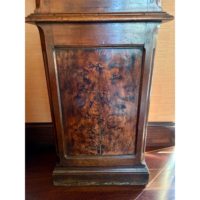 Wood Antique French Provincial Longcase Clock With Burl Veneer — 8 Feet Tall — Rancho Santa Fe, Ca For Sale - Image 7 of 11