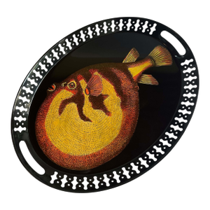 20th Century Puffer Fish Oval Metal Tray by Fornasetti
