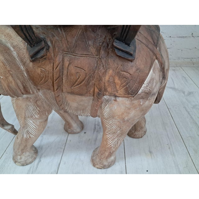 Vintage Hand-Carved Wooden Elephant Plant Stand, 1960s For Sale - Image 14 of 18