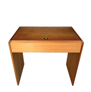 Danish Dressing Table in Teak with Brass Details and Fold-Out Mirror by Arne Wahl Iversen for Vinde Møbelfabrik, 1960s