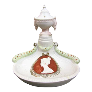 Antique Schafer Vater Neoclassical Cameo Porcelain Trinket Dish & Hatpin Holder 1900's