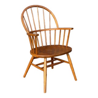 Vintage Nichols & Stone Solid Oak Sack Back Windsor Arm Chair For Sale