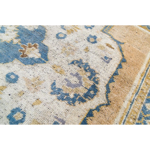 Goldenrod 1920s Antique Anadol Oushak Medallion Hand-Knotted Rug - 7’1” X 12’6” For Sale - Image 8 of 11