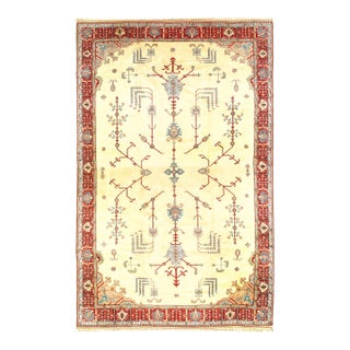 Pasargad DC Ivory Fine Hand Knotted Romanian Oushak Rug For Sale