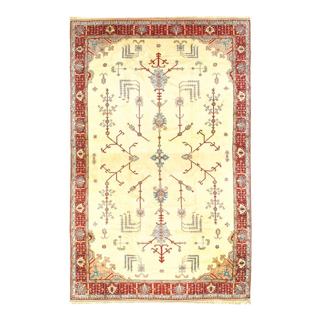 Pasargad DC Ivory Fine Hand Knotted Romanian Oushak Rug For Sale