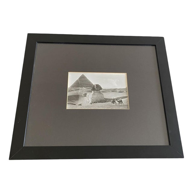 Sahara Desert with Sphinx and Pyramids, Egypt, Black and White Photograph, 1950s, Framed For Sale