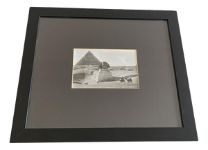 Sahara Desert with Sphinx and Pyramids, Egypt, Black and White Photograph, 1950s, Framed