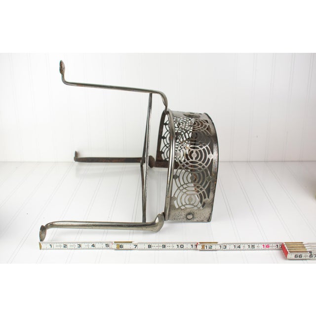Early 2000s Artisan Industrial Steel Petite Side Table With Cutouts For Sale - Image 15 of 15