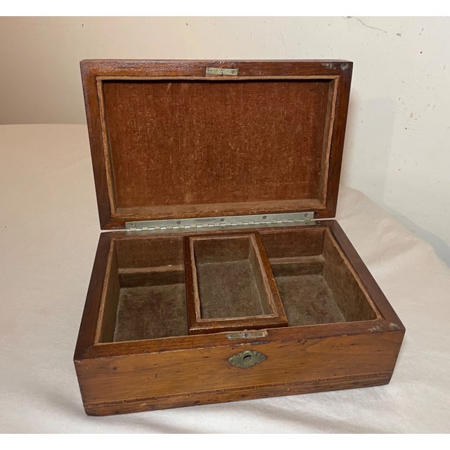 Antique 19th Century Handmade Inlaid Marquetry Painted Wood Wooden Jewelry Box For Sale - Image 11 of 16