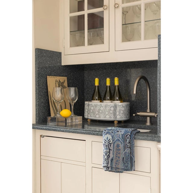 French Williamsburg for Port 68 Floral Vine Scallop Footed Oval Planter, Stone For Sale - Image 3 of 5