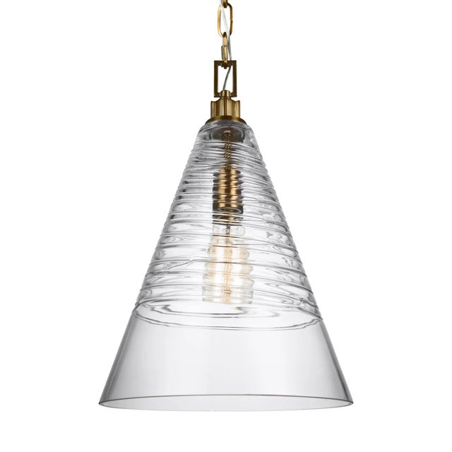 Sean Lavin by Visual Comfort Studio Elmore Cone Pendant, Burnished Brass For Sale In Greenville, SC - Image 6 of 6