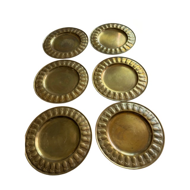 American Brass Pineapple Charger Plates - Set of 6 For Sale - Image 3 of 6